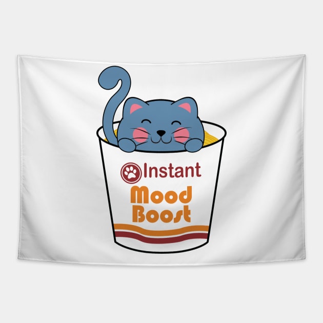 Instant Mood Boost - Kawaii Ramen Cat Tapestry by KittenMe Designs