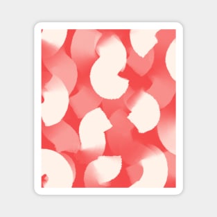 Coral and White, Abstract Wide Brush Stroke Style Magnet