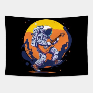 Space Traveller on Distant Planet with Guitar Tapestry