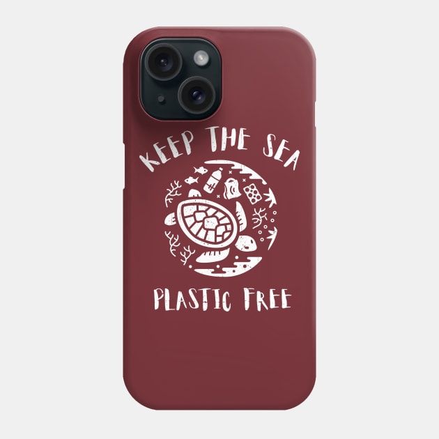 Keep The Sea Plastic Free Turtle Marine Scene Phone Case by bangtees