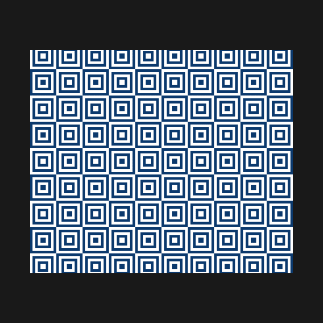 Navy Blue White Geometric Squares Pattern by dreamingmind