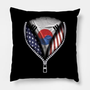 South Korean Flag  South Korea Flag American Flag Zip Down - Gift for South Korean From South Korea Pillow