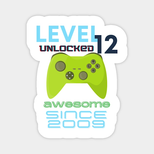 Level 12 Unlocked Awesome 2009 Video Gamer Magnet by Fabled Rags 