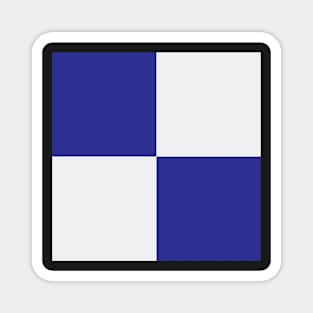 Evrton Blue and White Checkered Fan Flag Magnet