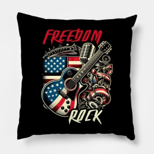 American Flag Guitarist Guitar Patriotic Men Women Pillow