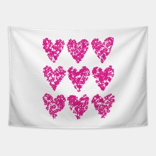 Nine Pink Crayon Heart Valentine Tapestry