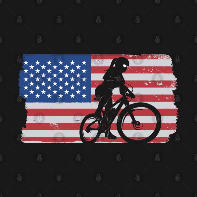 Cycling Road Bike US Flag Cyclist design by theodoros20