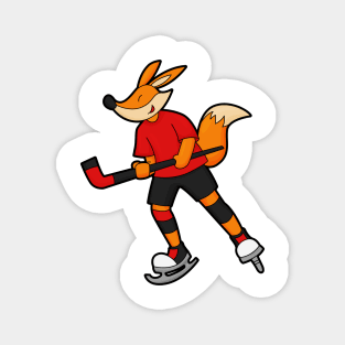 Fox at Ice hockey with Ice hockey stick Magnet