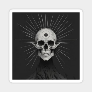 Monotone Illustration of Skull Magnet