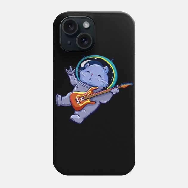 Astronaut Helmet Cat Playing Electric Guitar Space Phone Case by anubis1986