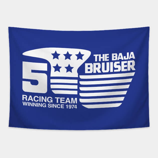 1974 - Baja Bruiser (Original - White on Blue) Tapestry by jepegdesign