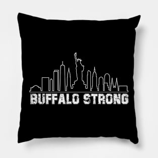 Buffalo Strong Pray For Buffalo White New York Skyline Pillow