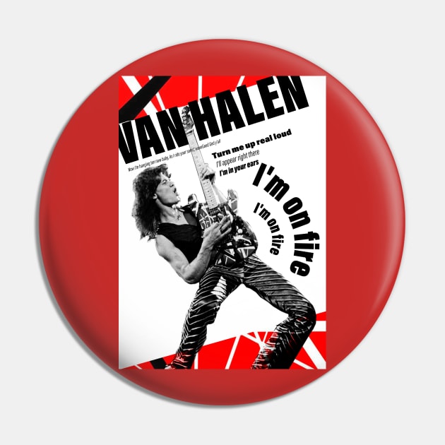 Van Halen on fire Pin by Alan Frost artwork