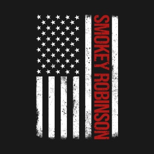 Graphic Smokey Robinson Proud Name US American Flag Birthday Gift T-Shirt