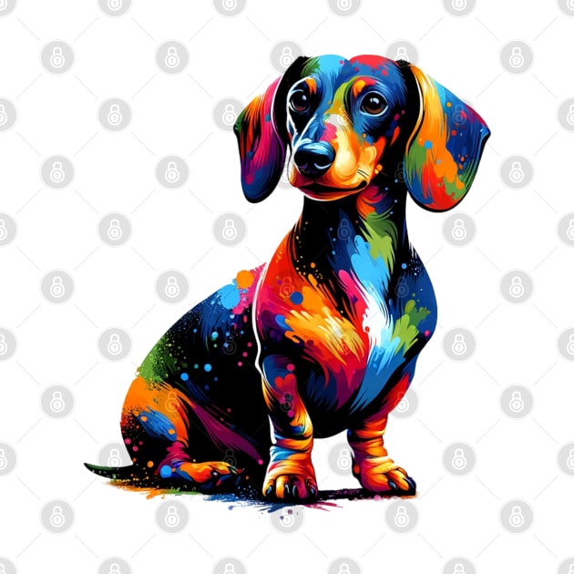 Dachshund Captured in Vivid Splash Color Art by ArtRUs