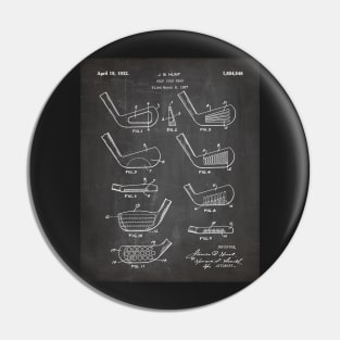 Golfing Iron Patent - Golf Fan Golfer Gift Art - Black Chalkboard Pin