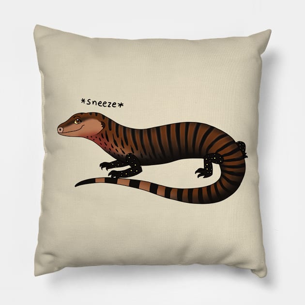 Blue Tongue Skink Sneezing • Halmahera Pillow by FalconArt