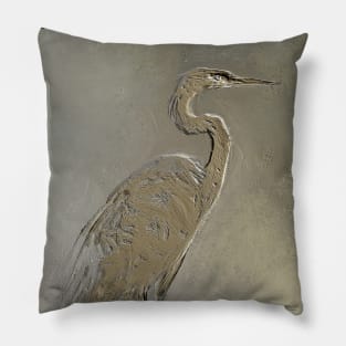 Metalic Blue Heron Pillow