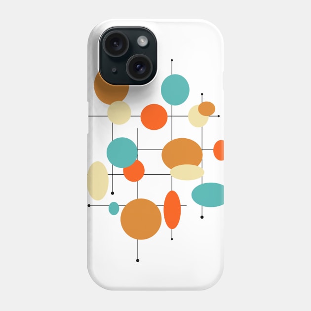 Colorful Geometric Circles Lines Mid Century Phone Case by OrchardBerry