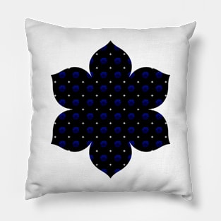 Rows of Stars and Flowers, Dark Blue Pillow