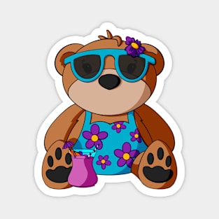Hawaiian Vacation Girl Teddy Bear Magnet