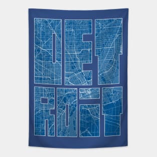 Detroit, Michigan, USA Map Typography - Blueprint Tapestry