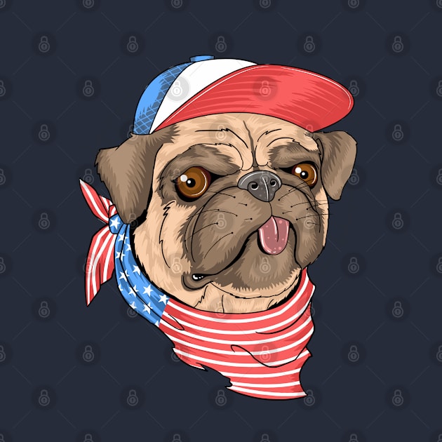 Pug dog USA flag by Mako Design 