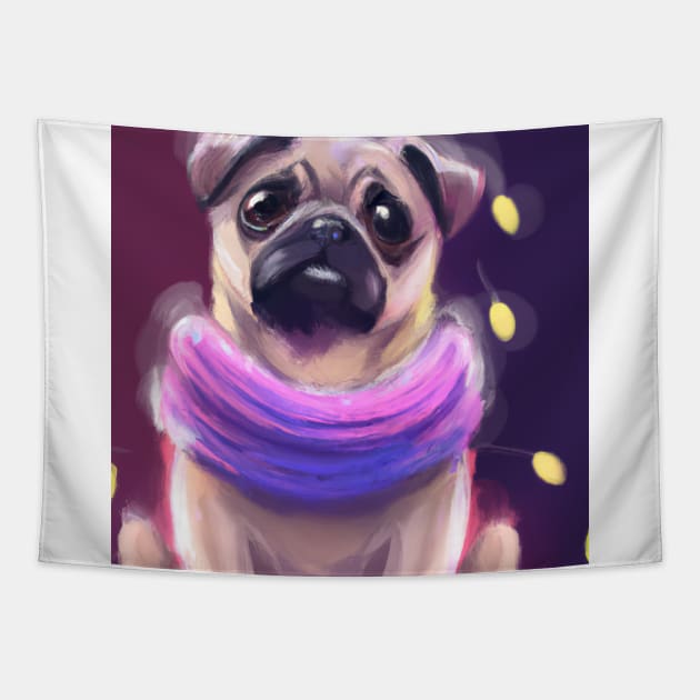 Cute Pug Tapestry by Play Zoo