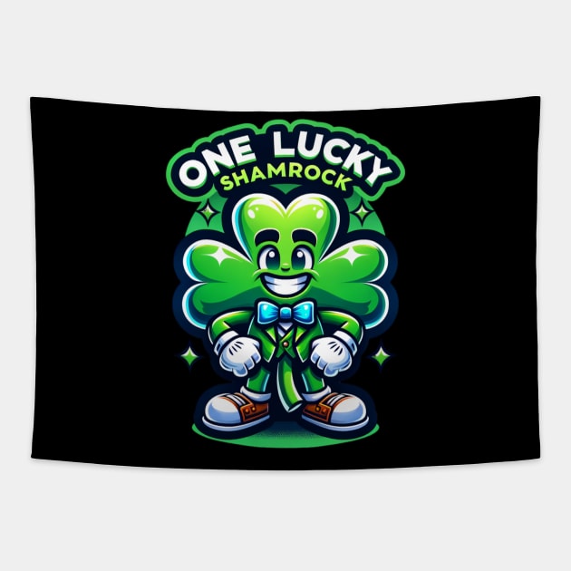 One Lucky Shamrock Funny Cute Irish St Patrick's Day St Paddy's Day Leprechaun Shenanigans Tapestry by Carantined Chao$