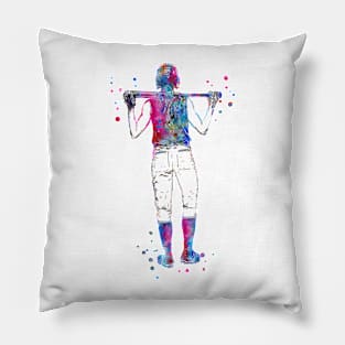 Girl Softball Player Pillow