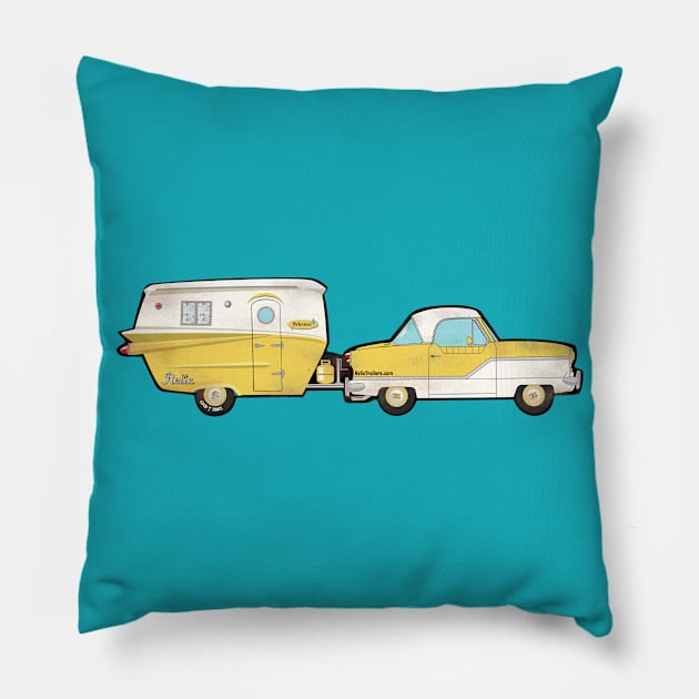 METRO CAR & RELIC TRAILER Pillow by Modern-ArtifactsLLC