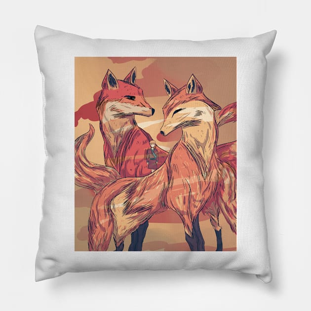 Foxes Pillow by haranikala