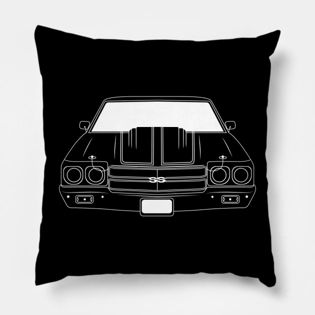 Chevrolet Chevelle SS White Outline Pillow by kindacoolbutnotreally