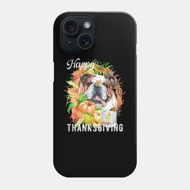 English Bulldog Dog Owner Thanksgiving Celebration Harvest Theme Phone Case by Sniffist Gang