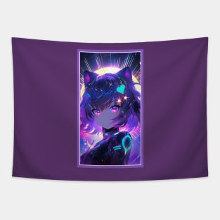 Anime Cute Cat Girl | Sci-Fi Manga Girl Anime Art Tapestry