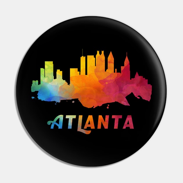 Atlanta Skyline Watercolor Style Pin by ThirdEyeAerial