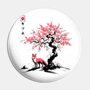 Minimalist Fox Ink Japanese Streetwear Novelty Retro Red Fox Pin