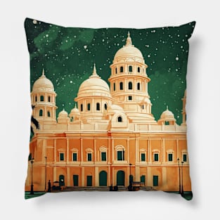 Kolkata India Starry Night Vintage Tourism Travel Pillow