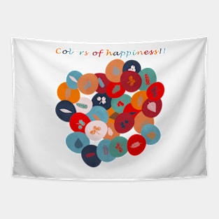 Colorful dots with floral motifs Tapestry