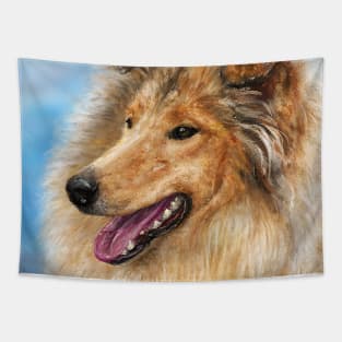 Painting of a Blond Furry Collie Dog Tapestry