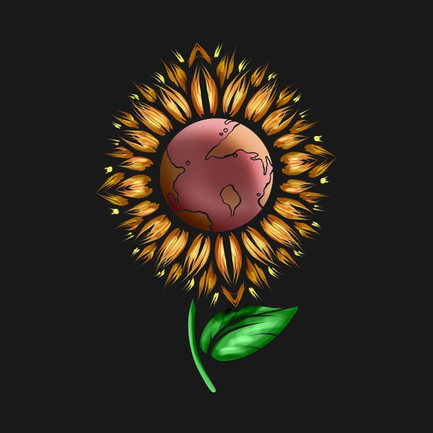 Sunflower With Earth In The Middle For Earth Day by SinBle