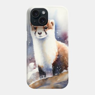 Arctic Stoat - Watercolor Paint Phone Case