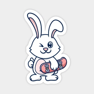 Rabbit holding skateboard Magnet