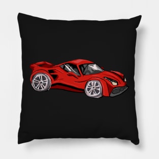 Red Sports Car - Digital Illustration Pillow