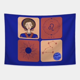 Leo Astrological Signs Pattern Tapestry