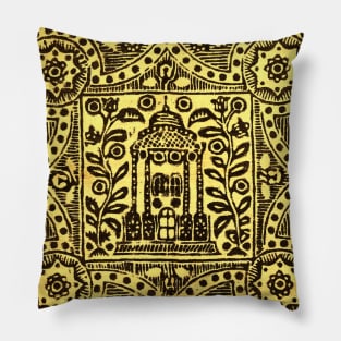 Yellow Textile Pattern Vintage Pillow