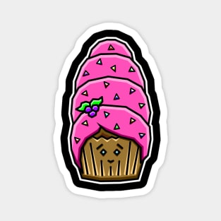 Cute Cupcake with Beehive Hairstyle in Pink Icing - Sprinkls and All - Cupcake Magnet