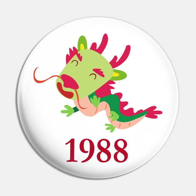 Chinese Zodiac Sign Dragon | Red green Chinese dragon | Cute Baby Dragon | 1988 Pin by Entrai