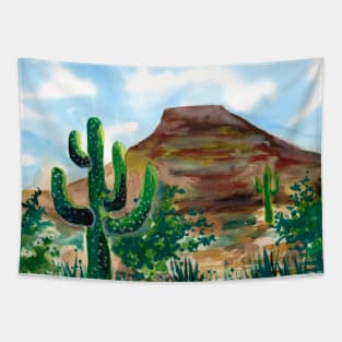 Desert Hill and Cactus Tapestry