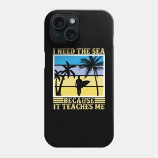 background quote saying surfboard palm beach sea sun Phone Case